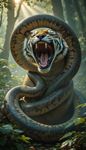 Rare Footage Python Constricts Tiger in the Wild