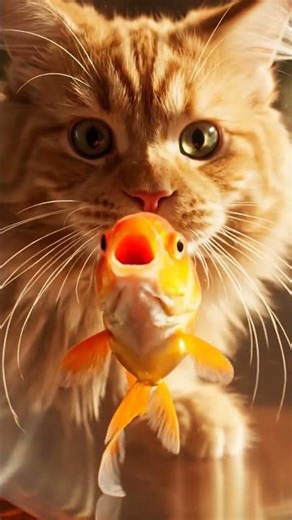 Orange Cat Got Scared by a Fish?! 😹🐠 #shorts