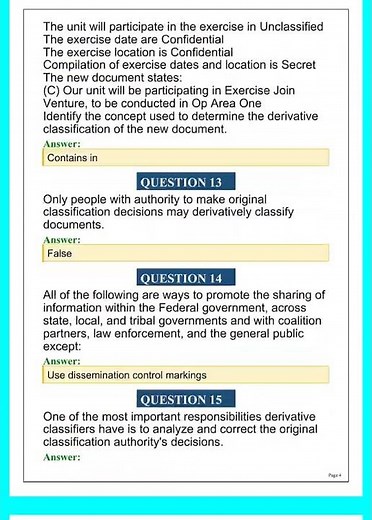 Army Derivative Classification Exam Answers 2026 | Practice Test & Study Guide