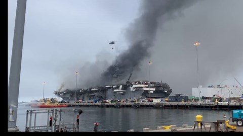 U.S. Navy Ship On Fire • USS Bonhomme Richard