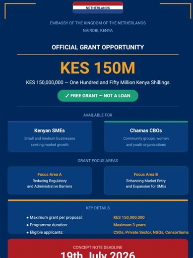 🚨 Chama leaders and small business owners, this could be the opportunity you've been waiting for. A grant opportunity is available, and the application deadline is 19th July. The challenge isn't just applying—it's preparing a strong proposal. That's why we're running a masterclass to help participants understand the application process, proposal writing, and how to prepare their chama for similar funding opportunities. ⏳ Spaces are limited. 💬 Is your chama already registered? Let me know in th