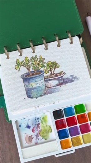 Watercolor Painting 🌿 | Beautiful Succulent Plant Pot 🎨✨ #art #painting #drawing #watercolor
