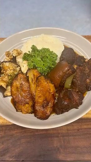 Epic whiskey pot roast - 3lb pork leg with coconut rice and roasted veggies. Seriously amazing!