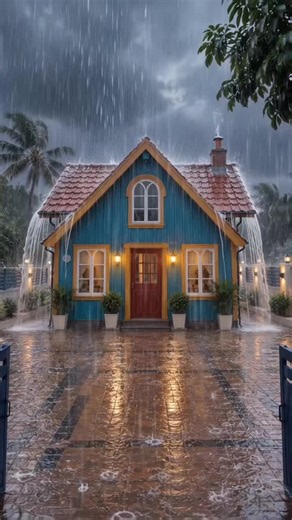 Heavy Rain & Strong Wind on a Cozy Countryside Home - Relaxing Rainstorm