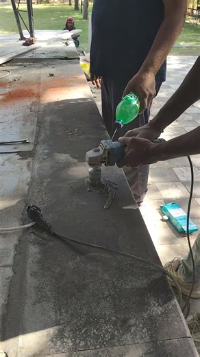 diamond core cut in granite for fixing railing #construction 🚧