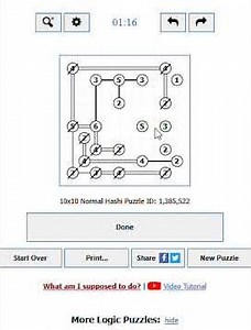 Bridges 10x10 Normal, Puzzle ID: 1,385,522 puzzle-bridges.com
