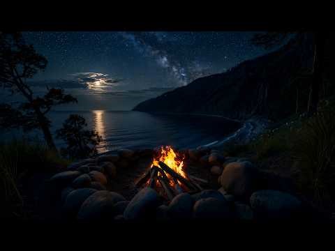 Night Fire and Cricket Sounds 🌌 Relaxing Campfire ASMR for Deep Sleep and Calm Nights