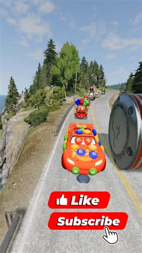 M&M Mcqueen and funny Mater and Mario and zombie cars Vs Bollard