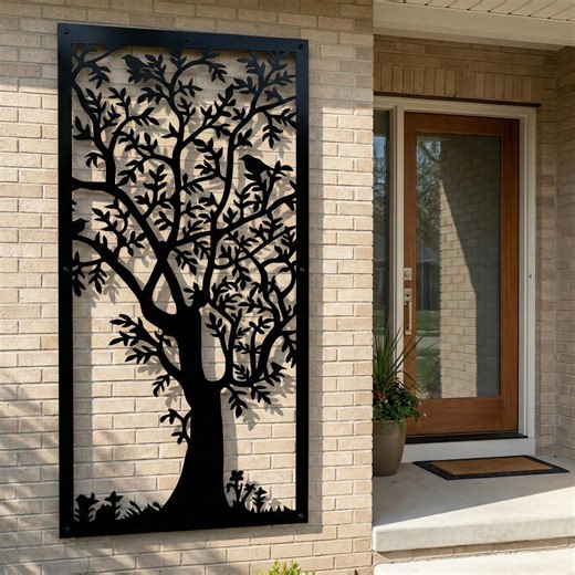Decorative Aluminum Privacy Screen, Laser Cut Tree Metal Panel for Yard Decor - Etsy