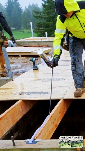 Blast from the past. Advantech Subfloor Adhesive can be installed on wet and frozen joists. Check the specs. Also, there's no need to be concerned about framing in the rain. Let the materials dry out before covering. 10's of thousands of homes prove this fact. Also check Advantech's Squeak Free Guarantee . #framersareadyingbreed #framer #framerlife #framing #huberpartner #concrete #mathneverlies #advantechSFA #Advantech #layitoutbuilditup #Carpenter #carpentry #squaresnapbuildrepeat #finishframi