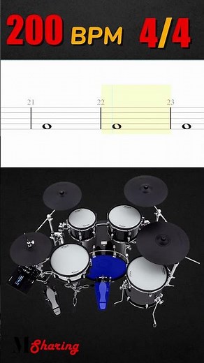 Whole Note On The Kick Drum Exercise - 9 ( 200 BPM - 4/4 )