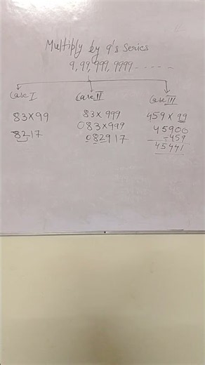 Multiply by 9 series all concept in one shot l multiplication by 9 all three types l #shorts #maths
