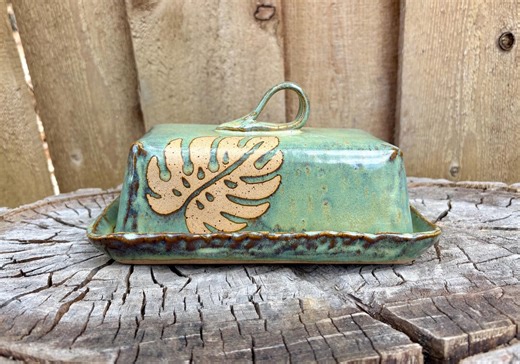 Handmade Ceramic Monstera UK Irish Block Butter Dish | Unique Ceramic Design - Etsy