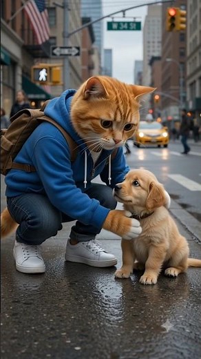 Hero Cat Saves a Lost Puppy 🐱❤️ | Heartwarming Animal Rescue Story That Will Make You Smile