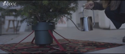 B-COOL Christmas Tree Stand for Real Trees: Xmas Base Holder With Adjustable Legs for Seasonal Displays, Home Decor Up to 7ft Tall, Green Red L