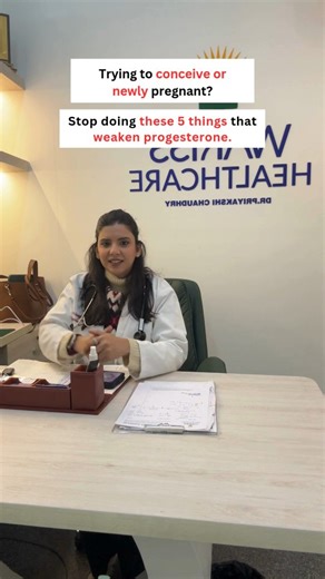 WARISS HEALTHCARE on Instagram: "Progesterone is called the pregnancy-protecting hormone. It prepares the uterus for implantation, supports early pregnancy, and prevents contractions. Many women focus only on ovulation — but low progesterone is a major cause of implantation failure, spotting & early miscarriage. Here are 5 common but harmful things that silently lower progesterone 👇 --- ❌ 1. Skipping meals or crash dieting When your body thinks food is scarce, it switches to survival mode. ➡️ O
