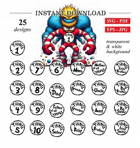 Thing 1 and Thing 2 SVG | Editable Cricut Files | Instant Download - Etsy