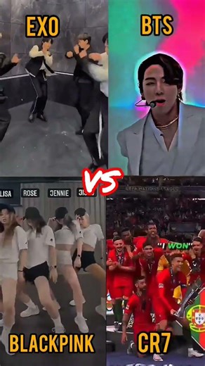 BTS 👑 vs BLACKPINK 💖 vs EXO 🔥 vs CR7 ⚽ | Ultimate Fan War! #bts #cr7 #exo