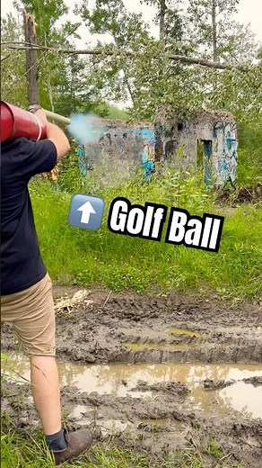 Golf Ball Blasted at Concrete Wall with QEV Air Cannon 💥