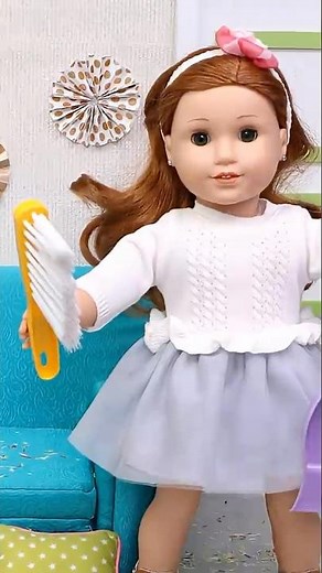 Mama Doll Cleaning the Sofa after Baby's Playtime