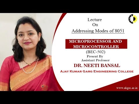 ADDRESSING MODES OF 8051 MICROPROCESSOR AND MICROCONTROLLER LECTURE 04 BY DR NEETI BANSAL AKGEC