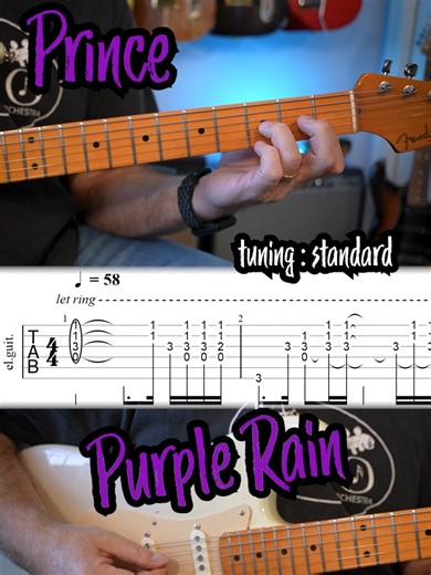 Purple Rain guitar riff by Prince with tabs. Learn 240 killer guitar riffs like this inside my online course, GuitArmy Riff Factory. The link is in my bio. #prince #purplerain #guitartab #guitarist #guitarlessons #guitarplayer #guitarriff #guitarcover
