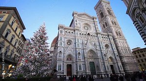 Florence, January 2017: Cathedral of Saint Mary of the Flowers, a popular tourist destination of Europe, on January 2017 in Florence, Italy