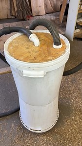 5.3K views · 28 reactions | So… turns out the biggest flaw of my DIY dust separator is also what makes it work better. The bucket collapses a little when I plug the hose — and that shake drops all the stuck sawdust. Didn’t see that coming. | Turbo Tips | Facebook