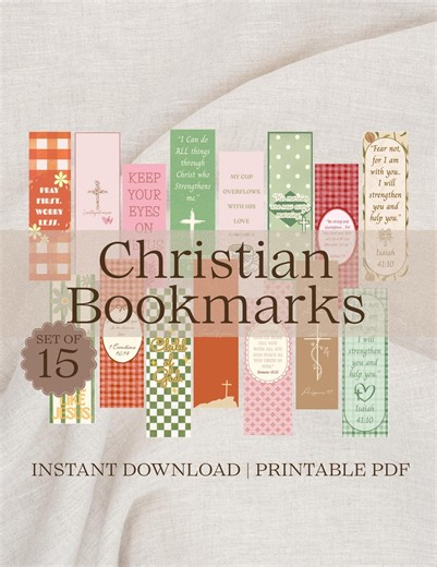 Printable Christian Bookmarks Bundle | 15 Modern Faith Bookmarks With Scripture - Etsy