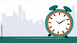 Professional design of an animated alarm clock ringing with text space