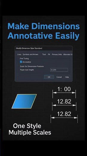 One Dimension for Every Scale in AutoCAD #AutoCAD #Annotative #Hack