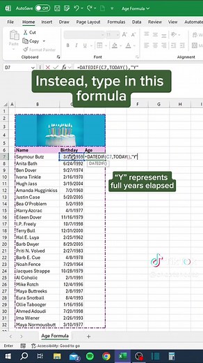 Excel Age Formula: Stop Mental Math, Use This Easy Trick!