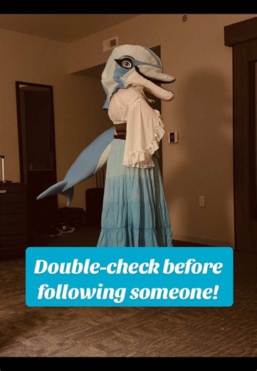 Please check people’s bios before following, especially if you have DNIs. MDNI/NSFW accounts should not be interacting with minors! #fursuiter #dolphinfursuit #minors #minorsafety #fursuiting