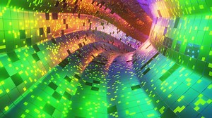 Speed of glowing in digital tunnel motion. 3D animation