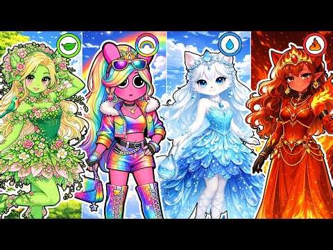 🌟Paper DIY🌟 SPRUNKI 4 ELEMENTS GLOW UP! 🔥 Rainbow vs Fire vs Water vs Nature 🌈