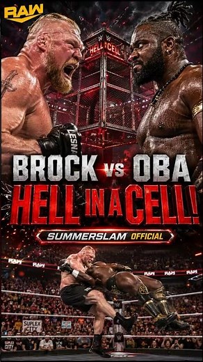 BROCK LESNAR DESTROYS OBA FEMI! 😱 Hell in a Cell Match OFFICIAL for SummerSlam! 🔥 #shorts