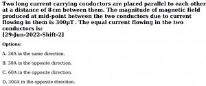 Two long current carrying conductors are placed parallel to eac... | Filo