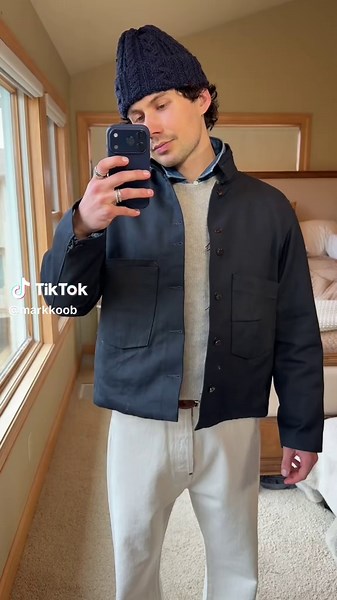 I'm not sure how I would describe this outfit, but it's almost a mix of western, preppy, and a touch of streetwear. Regardless, great option for the fall. Like I always say, keep the individual pieces simple and key in on the fit and attention to detail on your clothes. For example, layering a denim shirt under the sweater, popping the collar and cuffing the sleeves. My jeans are that perfect in between of relaxed and straight fit, and my jacket has a very slight crop right at the waist. Then I 