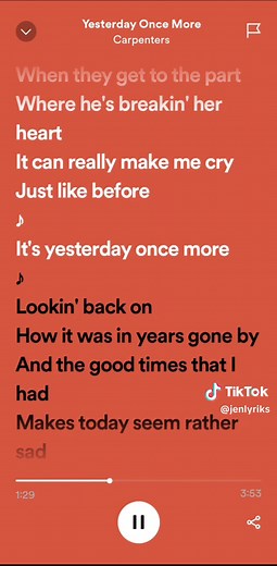 Carpenters - Yesterday Once More Lyrics