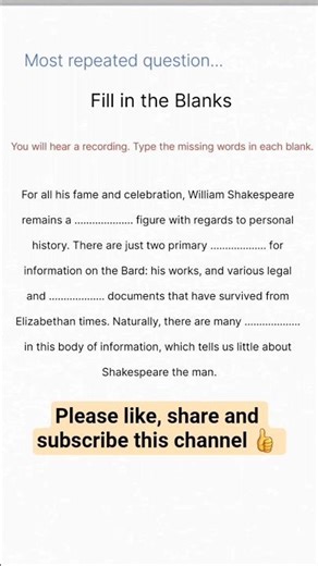 ✅ PTE Listening Fill in the Blanks | Most Repeated Words | PTE Academic & Core 2025 #Shorts