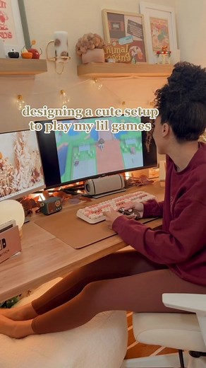 Cozy Earth-Toned Gaming Setup for Beginners