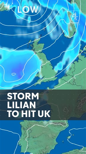 139K views · 562 reactions | Storm Lilian has been named by the Met Office and will hit the UK early on Friday, bringing heavy rain and strong winds. #StormLilian #UKweather #weatherwarning #UKstorm #c4news | Channel 4 News | Facebook