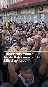 Thousands mourn Hezbollah commander killed by Israel | #ajshorts