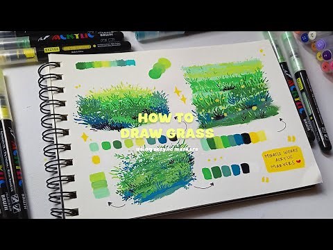 how to draw grass using acrylic markers | easy grass drawing tutorial 🌿
