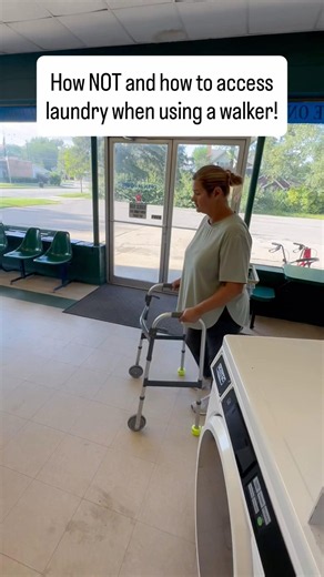 How NOT and how TO access laundry using a walker! #physicaltherapy #caregiver #eldercare #howto