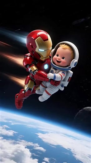 Cat in Iron Man Armor Saves Baby in Space Adventure
