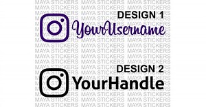 Instagram Username / Handle  stickers in custom colors and sizes ( 2 stickers pair )