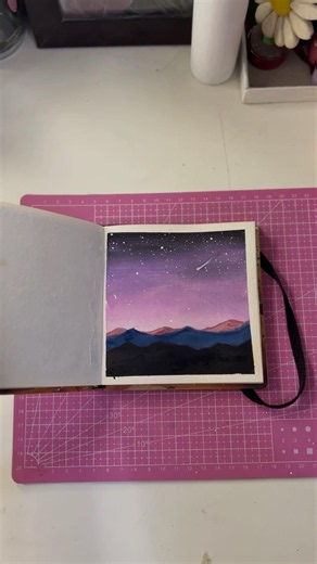 Easy purple Sky painting idea💜🖤 #youtubeshorts #painting