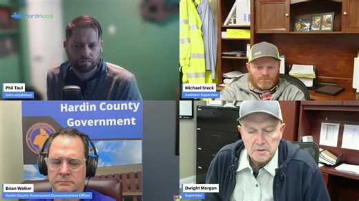 Update: Watch the edited version of this livestream here: https://www.facebook.com/share/v/1AUmazmQ4i/ Join Hardin Local for the first episode of our new monthly podcast series with Hardin County Government! This month, we’ll be joined by Hardin County Government's Road Department - covering the upcoming end to paving season. The asphalt plants all shut down for the winter. There are projections for which roads will still be paved prior winter, and we will give updates. There is also a comprehen
