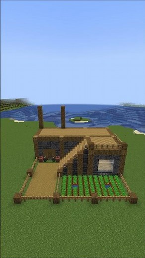 minecraft survival house with farm short